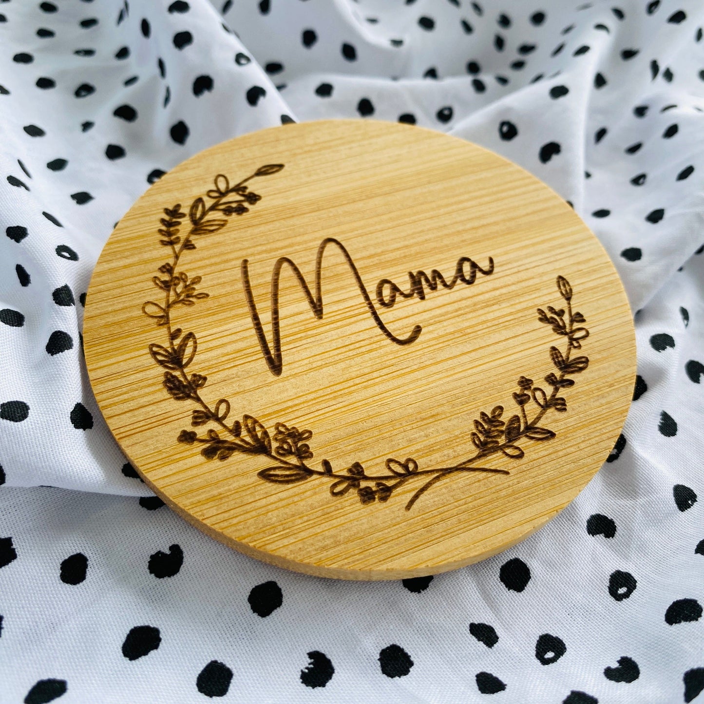 personalisierter Untersetzer aus Bambus | individuelles Geschenk zur Hochzeit oder zum Geburtstag | Jubiläum der Firma