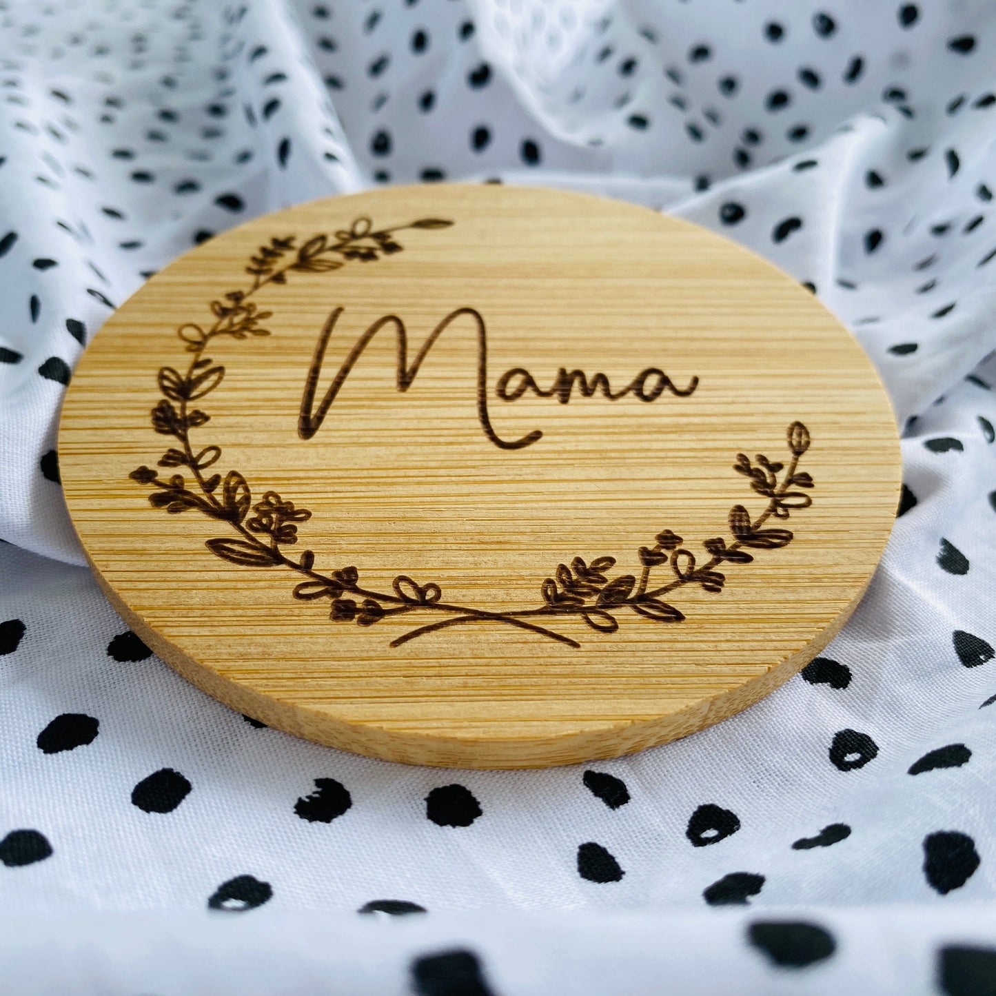 personalisierter Untersetzer aus Bambus | individuelles Geschenk zur Hochzeit oder zum Geburtstag | Jubiläum der Firma