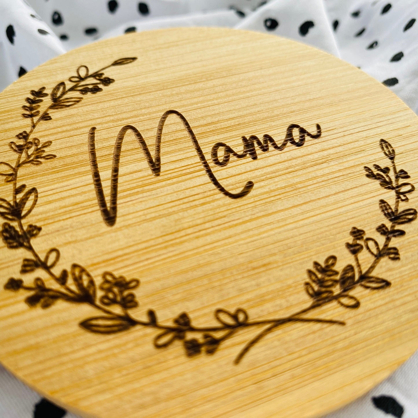 personalisierter Untersetzer aus Bambus | individuelles Geschenk zur Hochzeit oder zum Geburtstag | Jubiläum der Firma