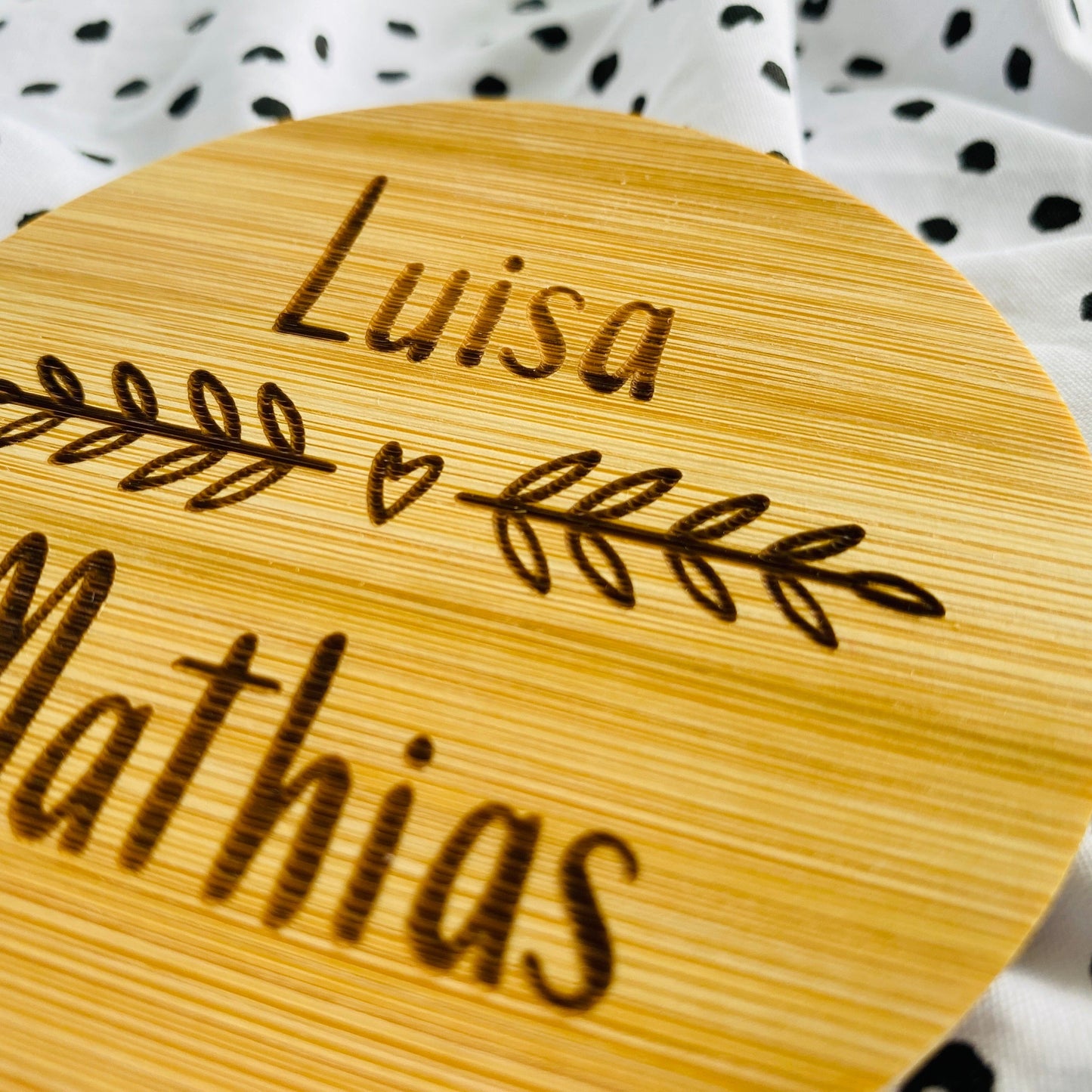 personalisierter Untersetzer aus Bambus | individuelles Geschenk zur Hochzeit oder zum Geburtstag | Jubiläum der Firma