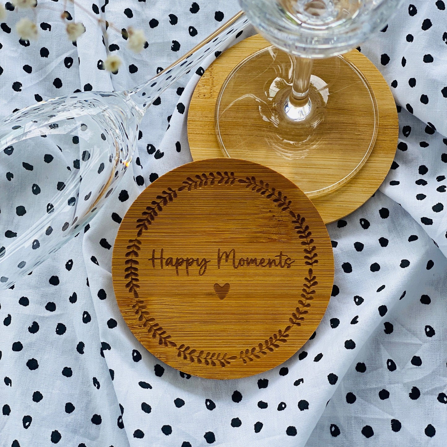 Untersetzer aus Bambus | individuelles Geschenk zur Hochzeit oder zum Geburtstag | Jubiläum der Firma