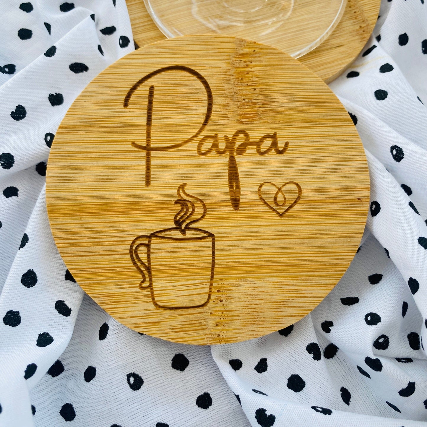 personalisierter Untersetzer aus Bambus | individuelles Geschenk zur Hochzeit oder zum Geburtstag | Jubiläum der Firma