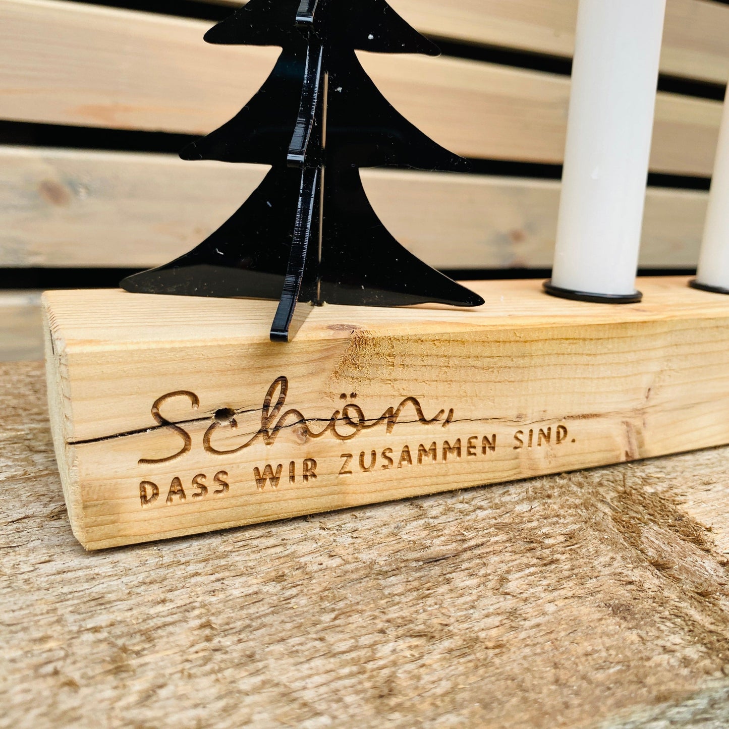 Adventskranz aus Altholz | Kerzenständer mit Tannenbaum für Stabkerzen | Geschenk zur Adventszeit | Holzkranz zu Weihnachten
