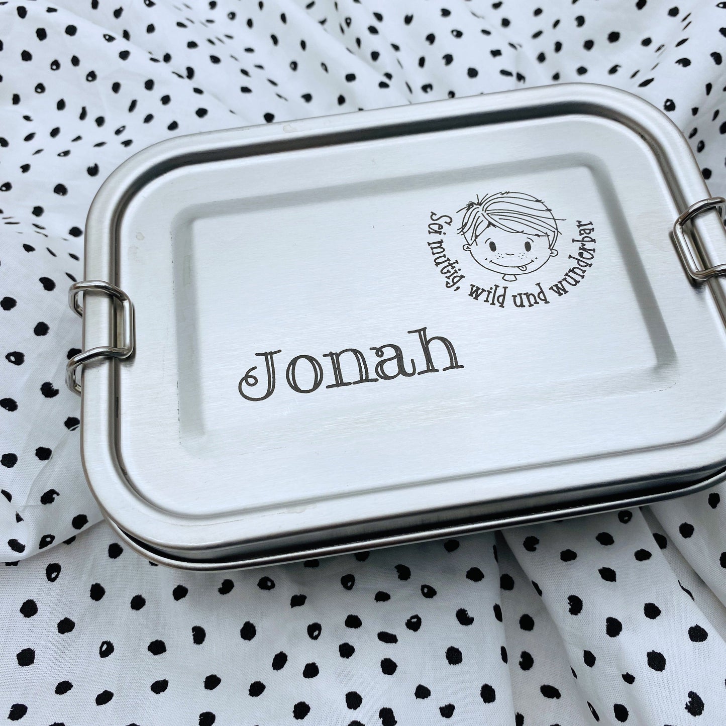 Personalisierte Brotdose mit Gravur | Geschenk zur Einschulung | Individuelle Brotbox aus Edelstahl | Perfekt für Kita und Schule