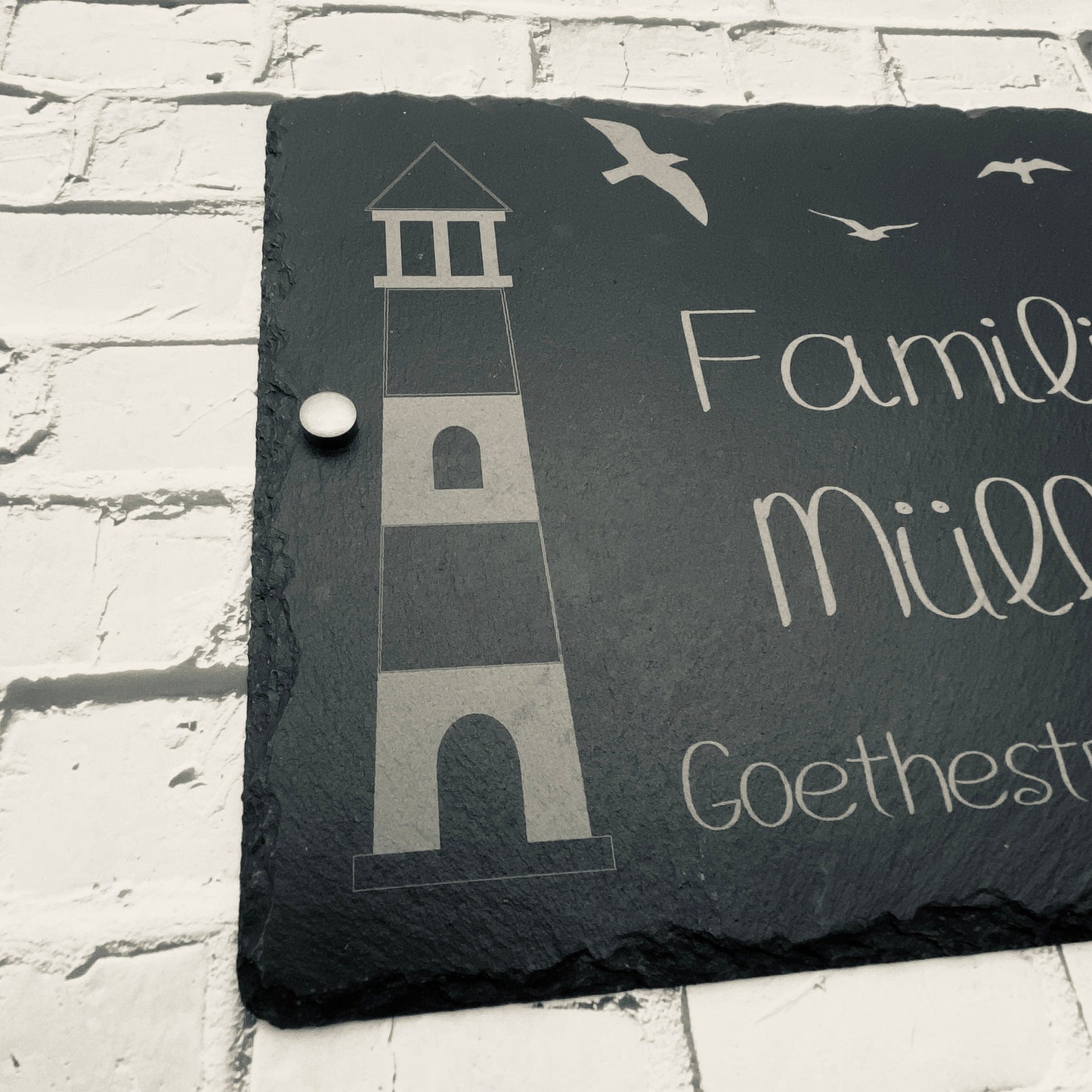 personalisiertes Türschild aus Schiefer | Haustürschild mit Gravur | Namensschilder für die Haustür | Geschenke zum Einzug