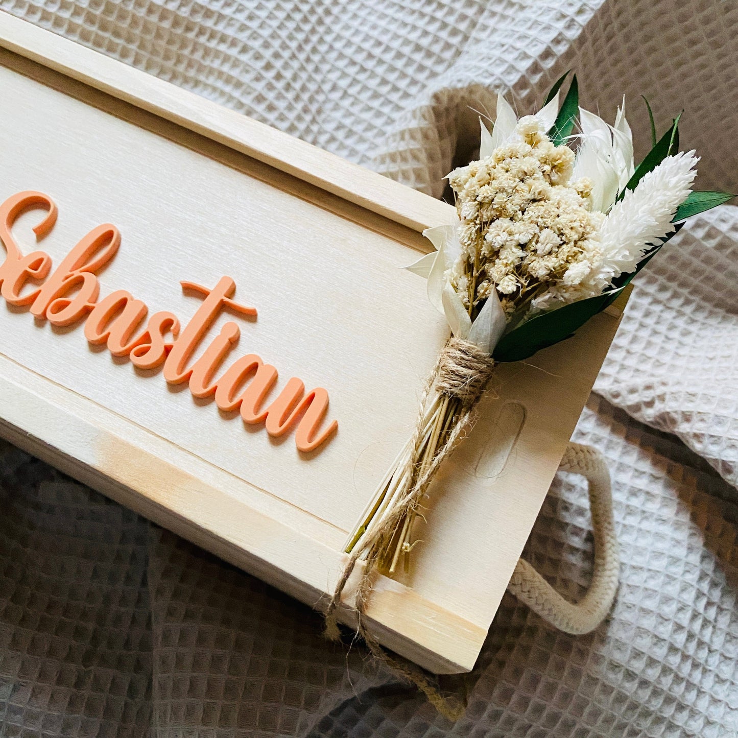 Geschenkbox Hochzeit | Aufbewahrungsbox für Hochzeitskerze | personalisierte Kerzenbox mit Namen | Holzkiste mit Gravur für Hochzeitskerze