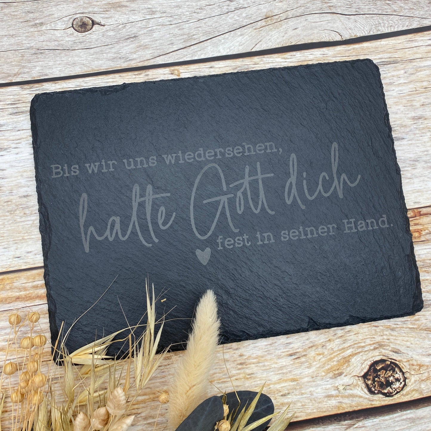 Gedenkplatte für Grab | Steinplatte mit Gravur | Stein für Grabschmuck | Grabdekoration aus Naturstein | In liebevoller Erinnerung