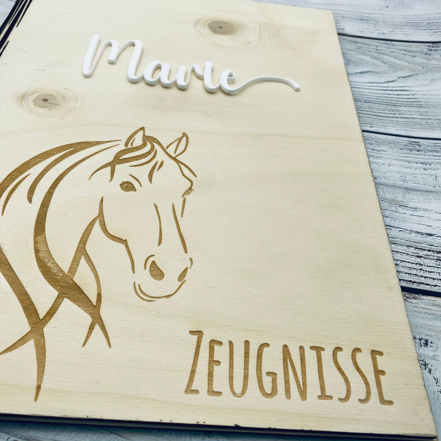 Zeugnismappe personalisiert aus Holz | Geschenk zum Schulstart | Zeugnisordner mit Namen | Einschulungsgeschenk für Mädchen und Jungen
