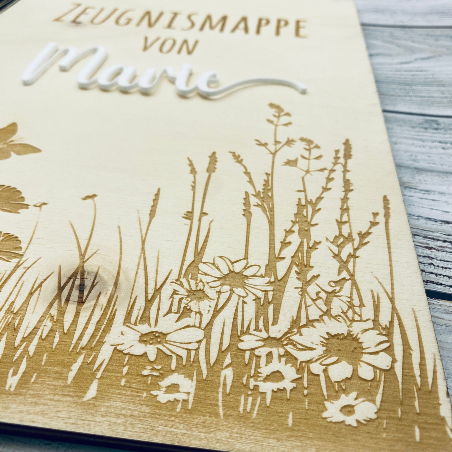Zeugnismappe personalisiert aus Holz | Geschenk zum Schulstart | Zeugnisordner mit Namen | Einschulungsgeschenk für Mädchen und Jungen