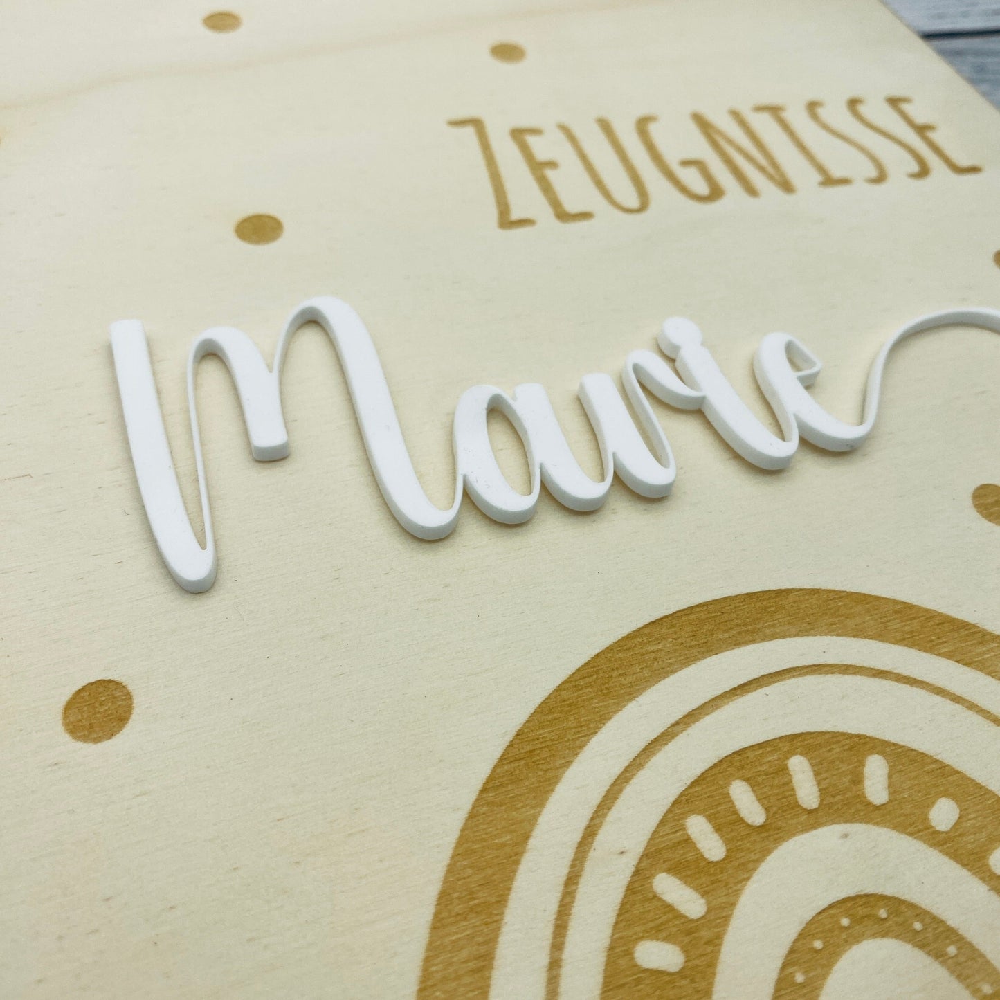 Zeugnismappe personalisiert aus Holz | Geschenk zum Schulstart | Zeugnisordner mit Namen | Einschulungsgeschenk für Mädchen und Jungen