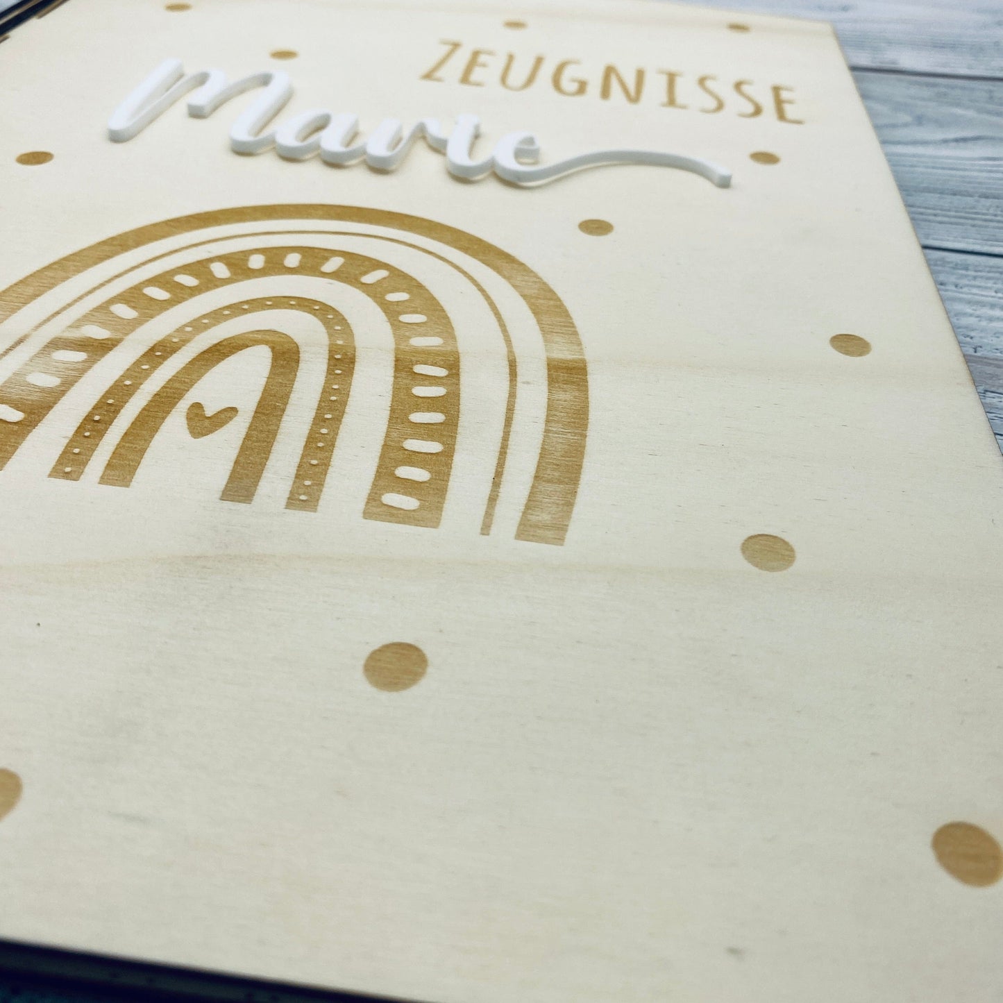 Zeugnismappe personalisiert aus Holz | Geschenk zum Schulstart | Zeugnisordner mit Namen | Einschulungsgeschenk für Mädchen und Jungen