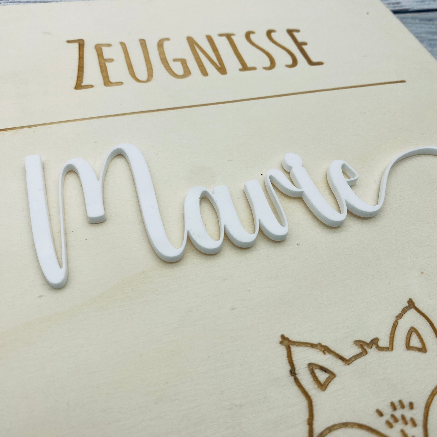 Zeugnismappe personalisiert aus Holz | Geschenk zum Schulstart | Zeugnisordner mit Namen | Einschulungsgeschenk für Mädchen und Jungen