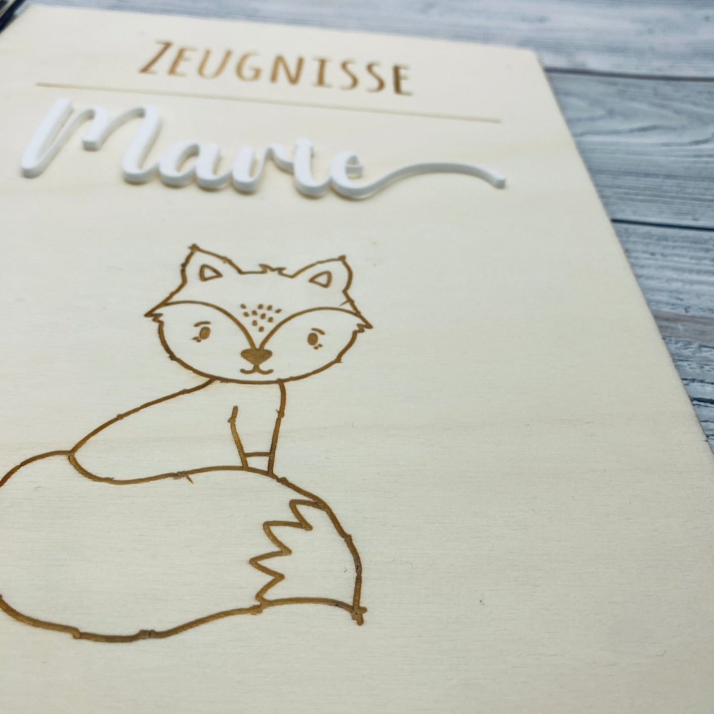 Zeugnismappe personalisiert aus Holz | Geschenk zum Schulstart | Zeugnisordner mit Namen | Einschulungsgeschenk für Mädchen und Jungen