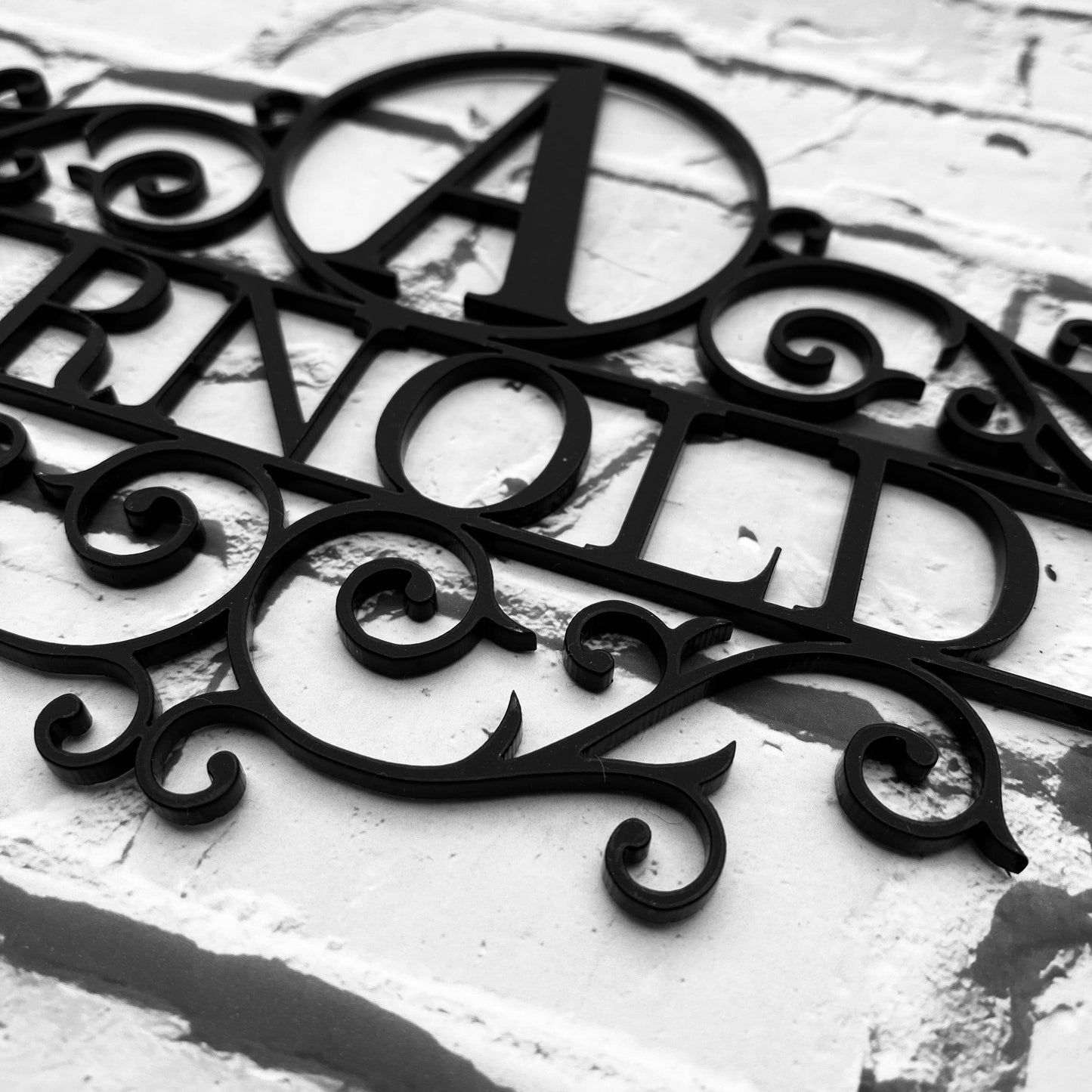 Individuelles Familiennamen Monogramm | personalisiertes Türschild | Namensschild als Geschenk zur Hochzeit | Türschild mit Initialen