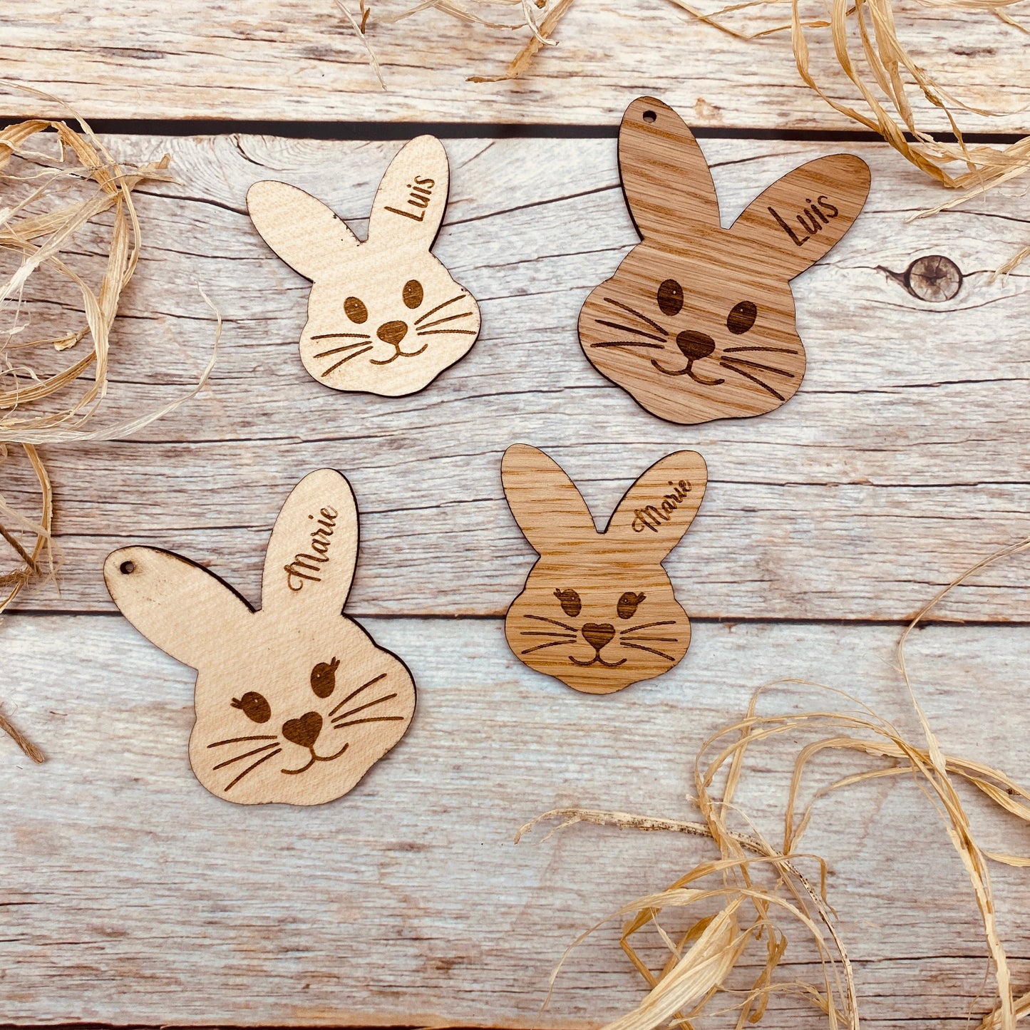 personalisierter Osteranhänger aus Holz | Tischdekoration mit graviertem Namen | individuelle Platzkarte | Osterkorb Anhänger