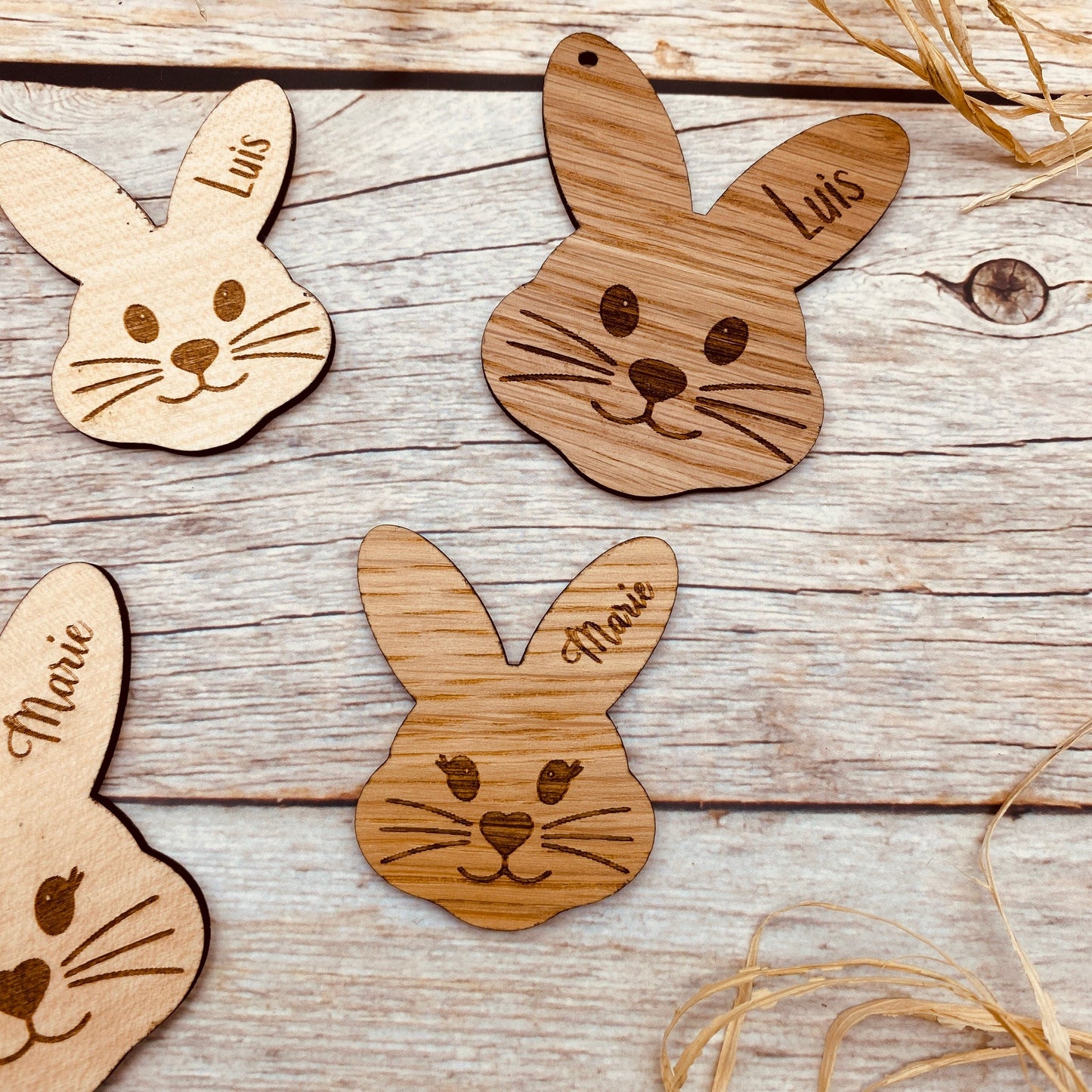 personalisierter Osteranhänger aus Holz | Tischdekoration mit graviertem Namen | individuelle Platzkarte | Osterkorb Anhänger