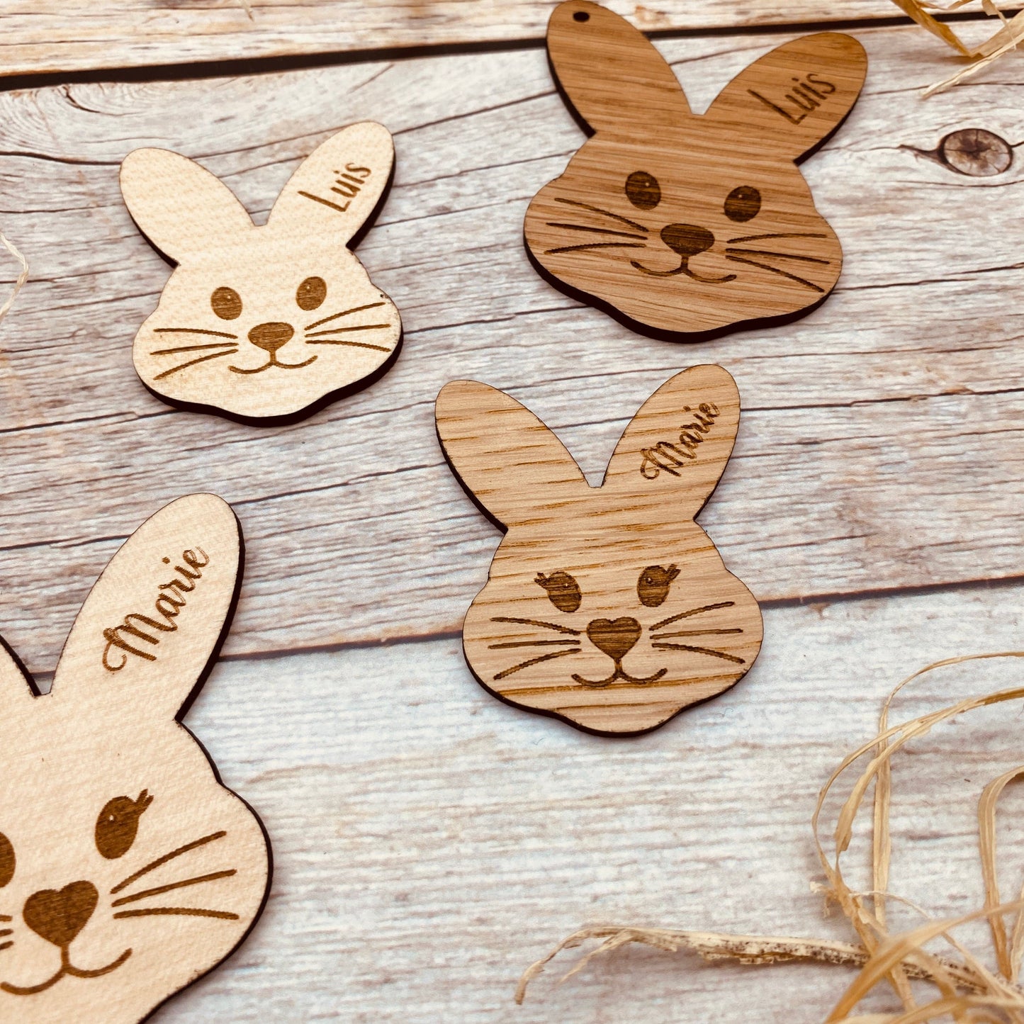 personalisierter Osteranhänger aus Holz | Tischdekoration mit graviertem Namen | individuelle Platzkarte | Osterkorb Anhänger