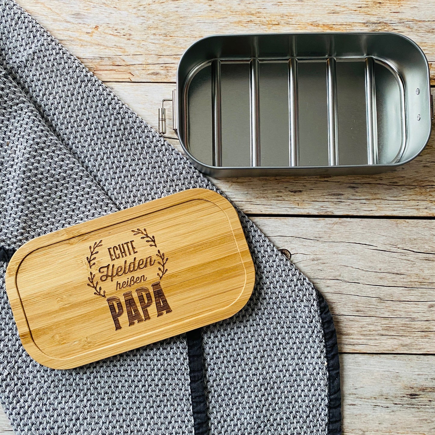 Brotdose Papa | Lunchbox personalisiert | Mepal Edelstahl Brotdose | Brotdose für Erwachsene | Edelstahl Brotbox mit Gravur