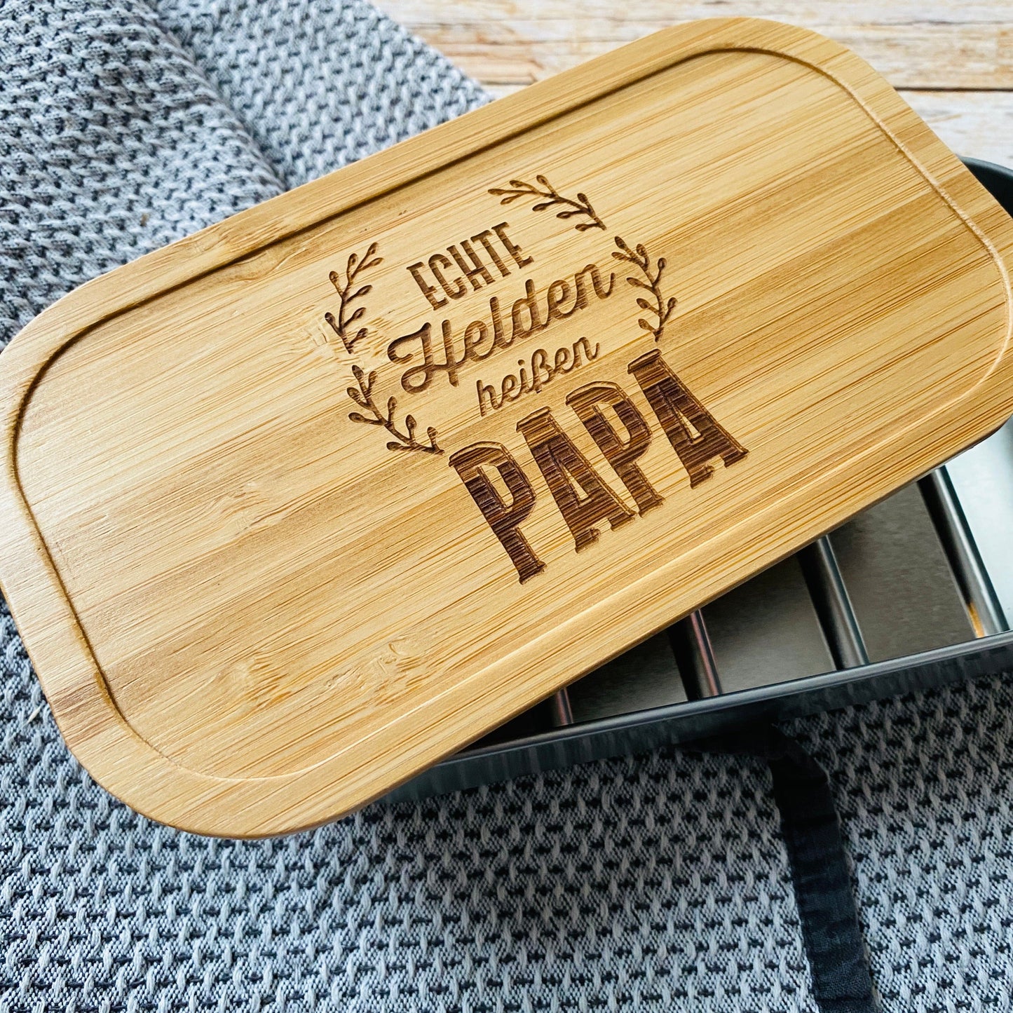 Brotdose Papa | Lunchbox personalisiert | Mepal Edelstahl Brotdose | Brotdose für Erwachsene | Edelstahl Brotbox mit Gravur