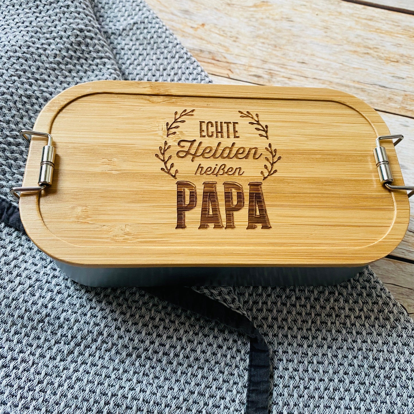 Brotdose Papa | Lunchbox personalisiert | Mepal Edelstahl Brotdose | Brotdose für Erwachsene | Edelstahl Brotbox mit Gravur