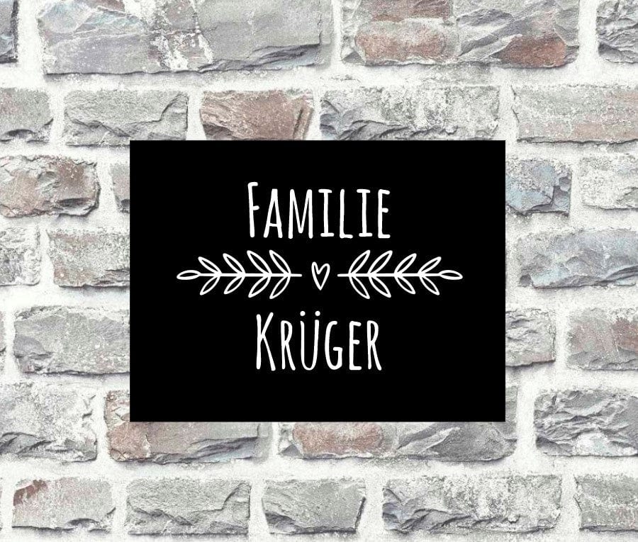 Türschild personalisiertes Haustürschild Klingelschild schwarz