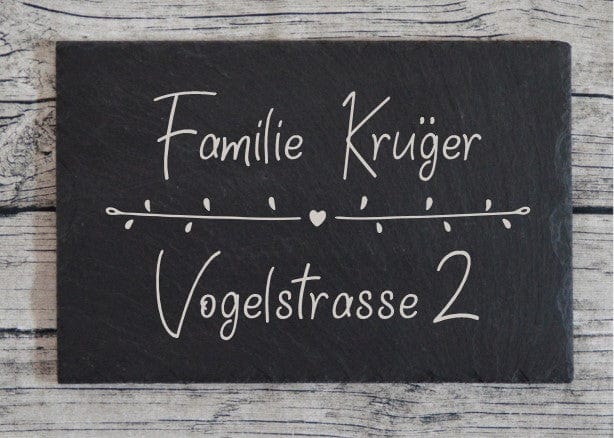 Türschild personalisiertes Haustürschild aus Schiefer
