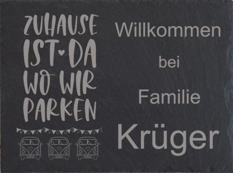 Türschild personalisiertes Haustürschild aus Schiefer