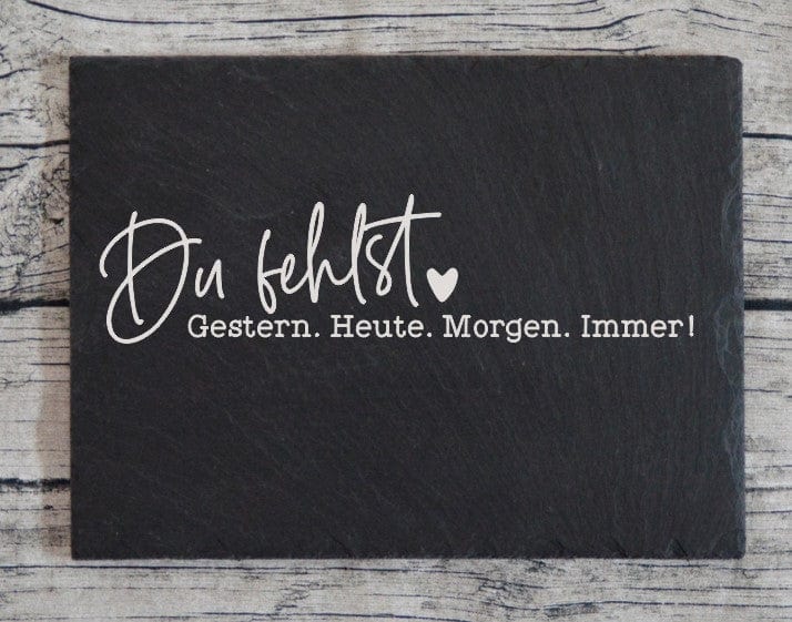Gedenkplatte für Grab | Steinplatte mit Gravur | Stein für Grabschmuck | Grabdekoration aus Naturstein | In liebevoller Erinnerung