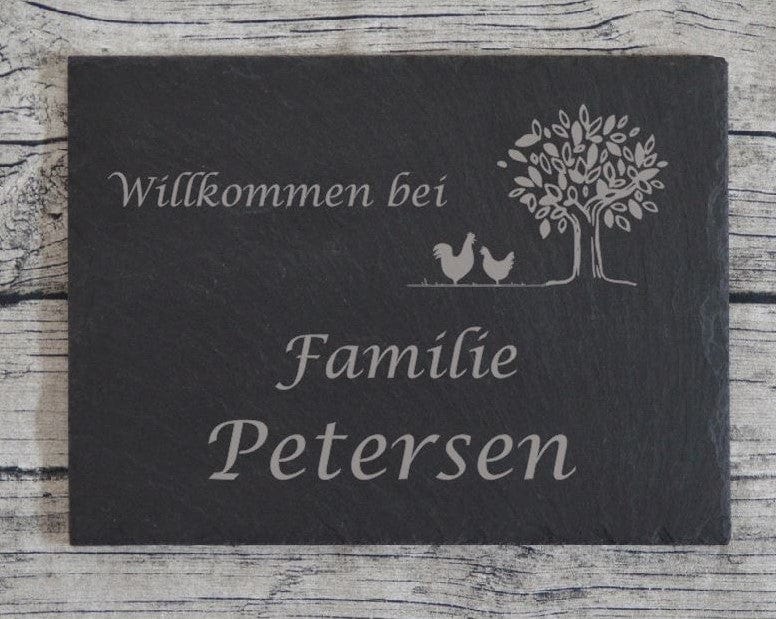 Türschild personalisiertes Haustürschild aus Schiefer
