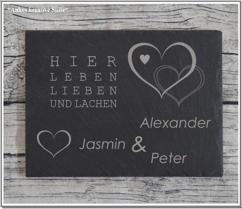 Türschild personalisiertes Haustürschild aus Schiefer