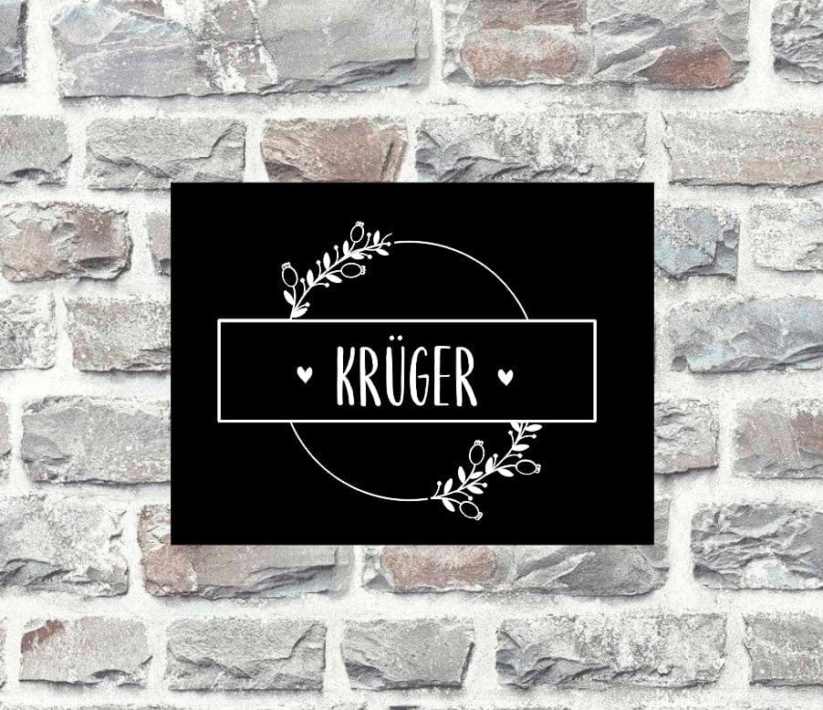 Türschild personalisiertes Haustürschild Klingelschild schwarz