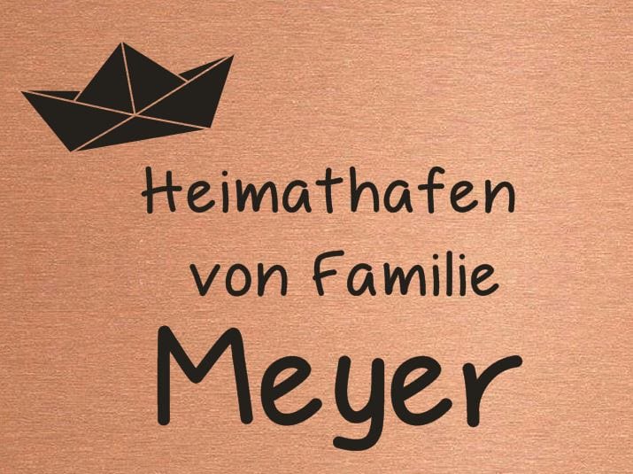 Türschild personalisiertes Haustürschild Klingelschild Kupfer