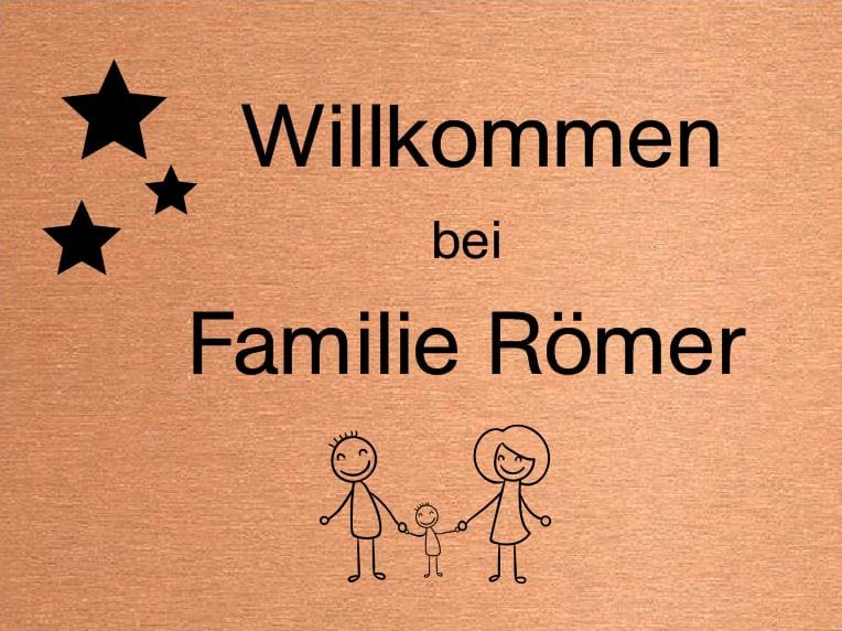 Türschild personalisiertes Haustürschild Klingelschild Kupfer