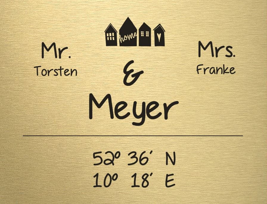 Türschild personalisiertes Haustürschild Klingelschild Messing