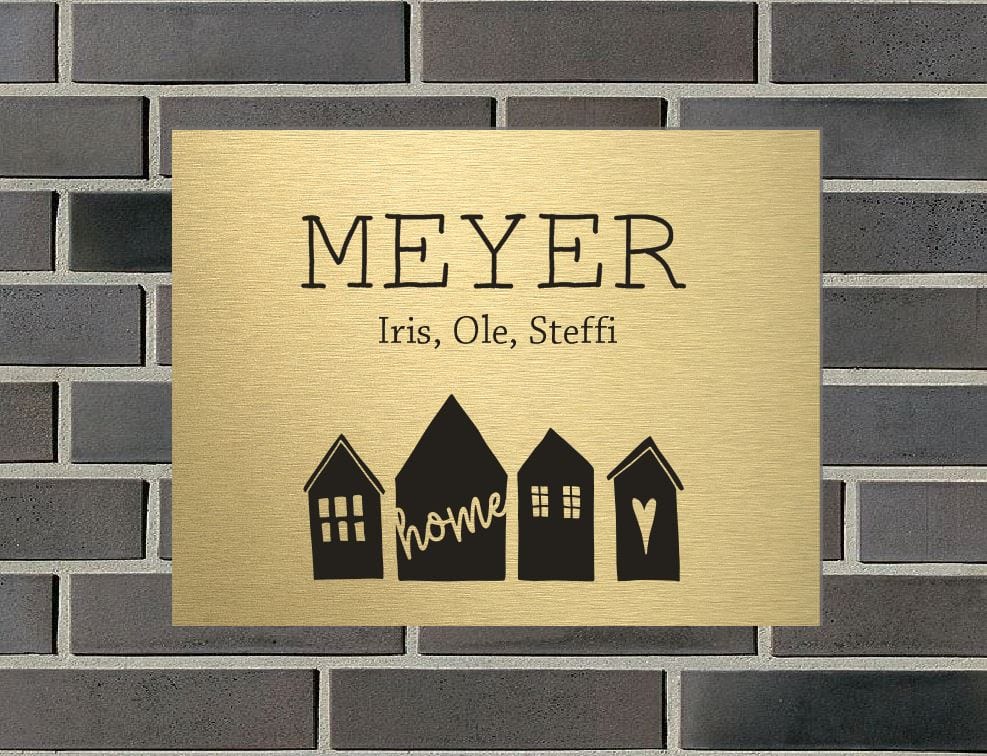 Türschild personalisiertes Haustürschild Klingelschild Messing