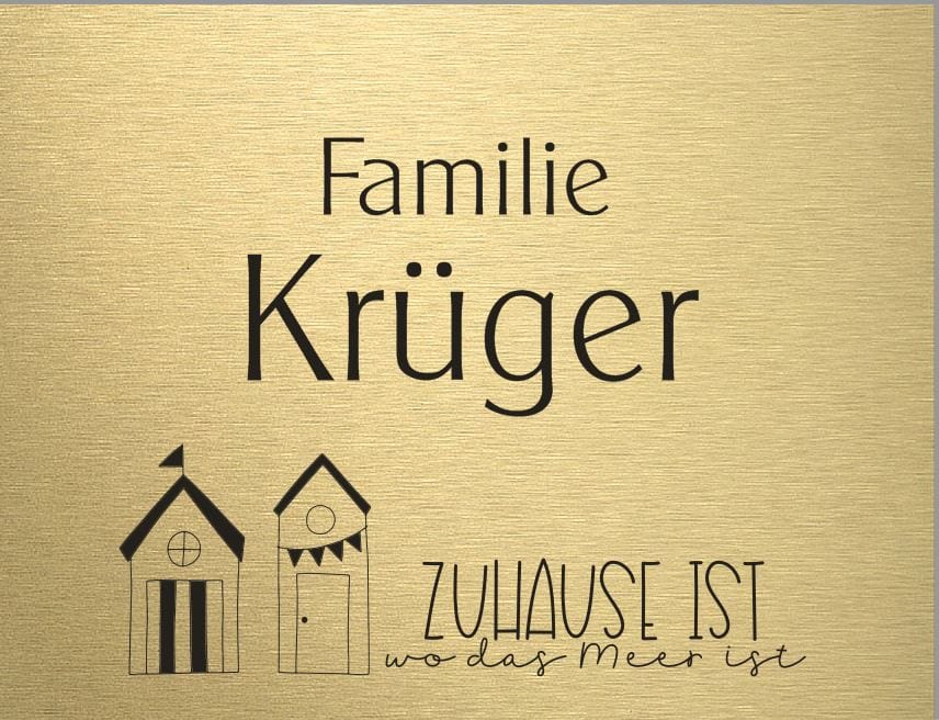 Türschild personalisiertes Haustürschild Klingelschild Messing