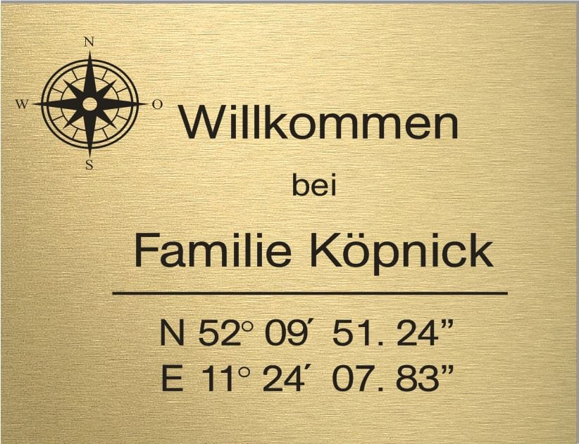 Türschild personalisiertes Haustürschild Klingelschild Messing