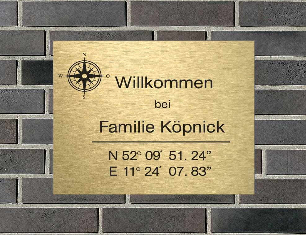 Türschild personalisiertes Haustürschild Klingelschild Messing