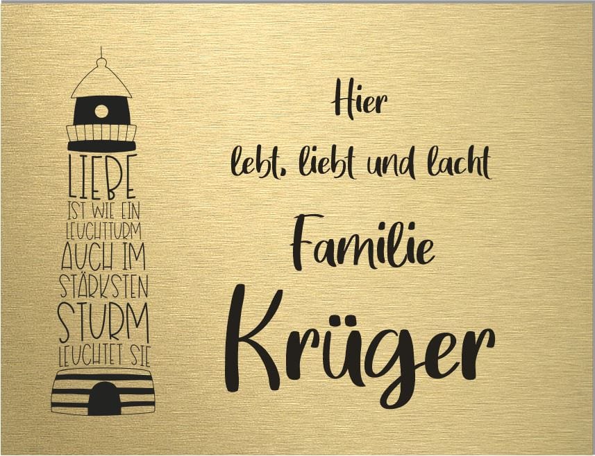 Türschild personalisiertes Haustürschild Klingelschild Messing