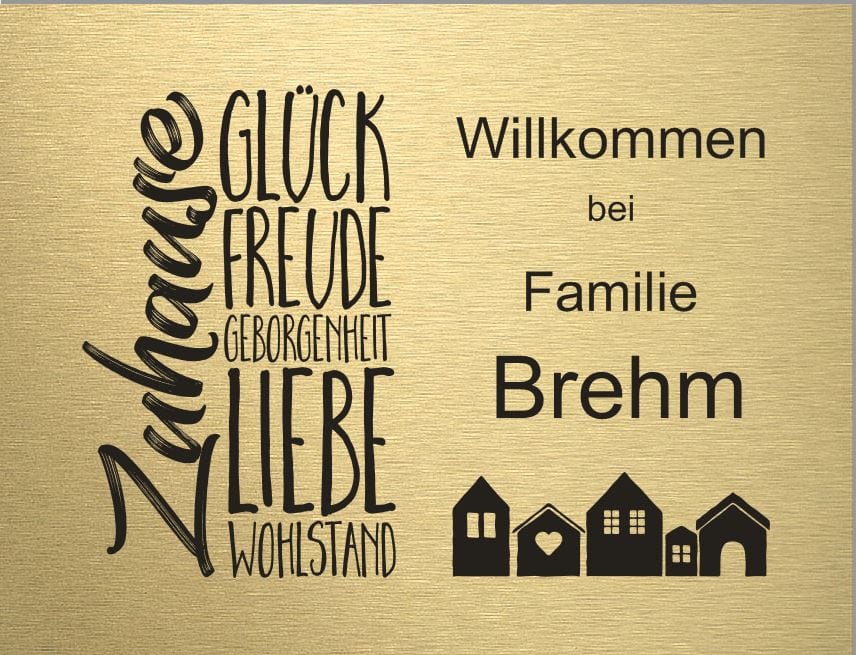 Türschild personalisiertes Haustürschild Klingelschild Messing