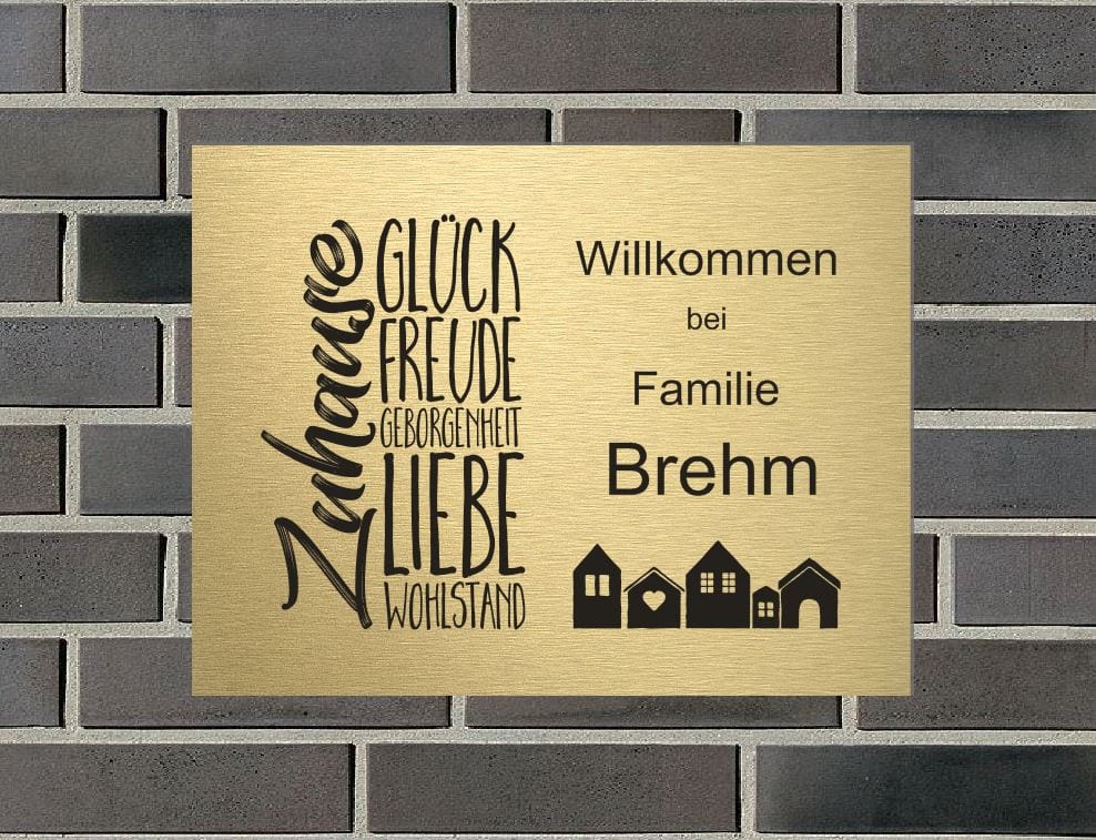 Türschild personalisiertes Haustürschild Klingelschild Messing