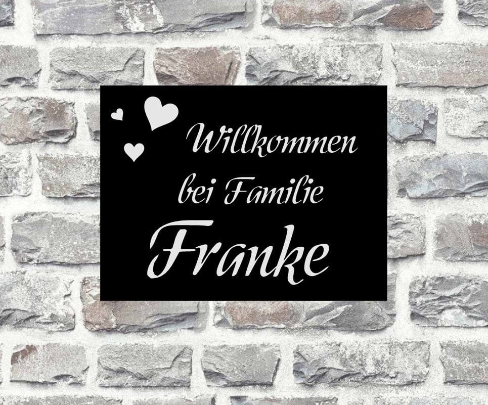 Türschild personalisiertes Haustürschild Klingelschild schwarz