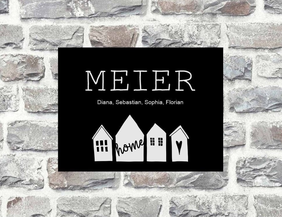 Türschild personalisiertes Haustürschild Klingelschild schwarz