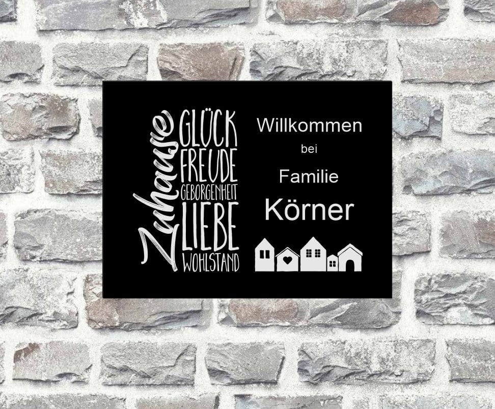 Türschild personalisiertes Haustürschild Klingelschild schwarz