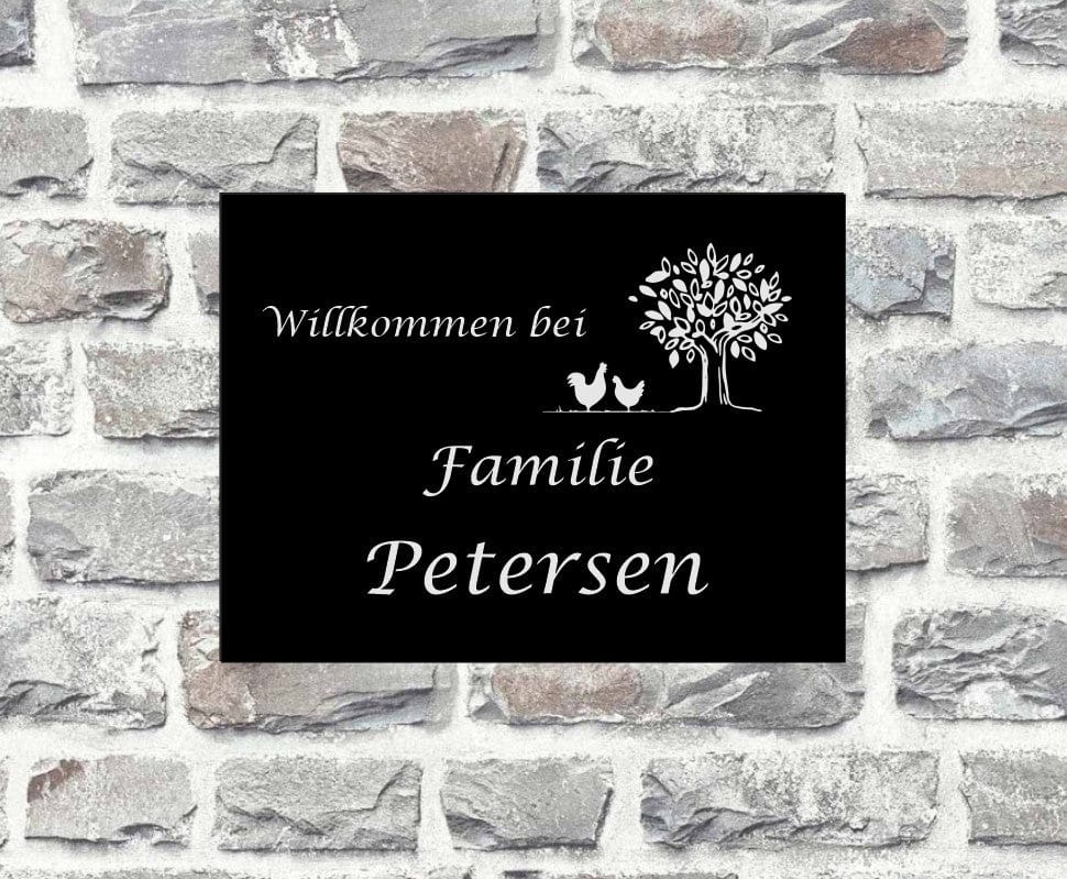 Türschild personalisiertes Haustürschild Klingelschild schwarz