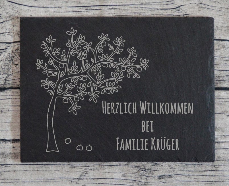 Türschild personalisiertes Haustürschild aus Schiefer