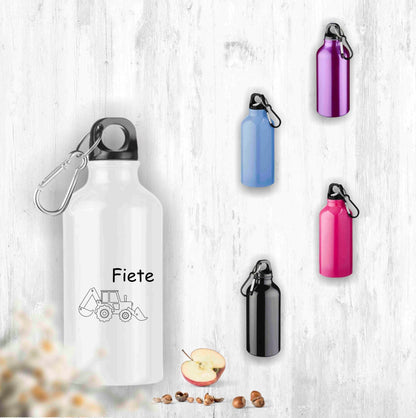 personaliserte Trinkflasche Schule Kindergarten Bagger