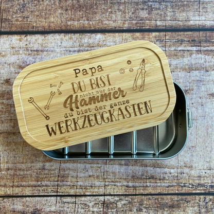 Brotdose Papa Werkzeug personalisiertes Geschenk Geburtstag