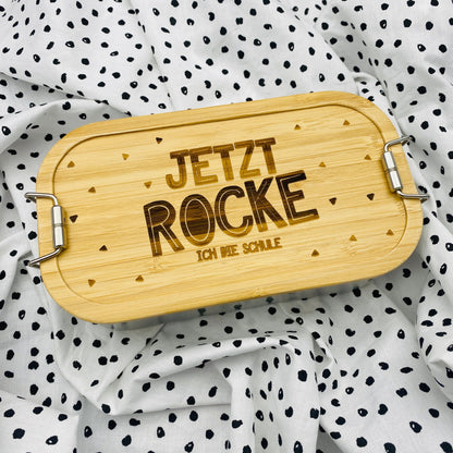 Brotdose aus Edelstahl mit Holzdeckel | personalisiertes Geschenk mit Namen für die Einschulung | Brotbox zum Geburtstag