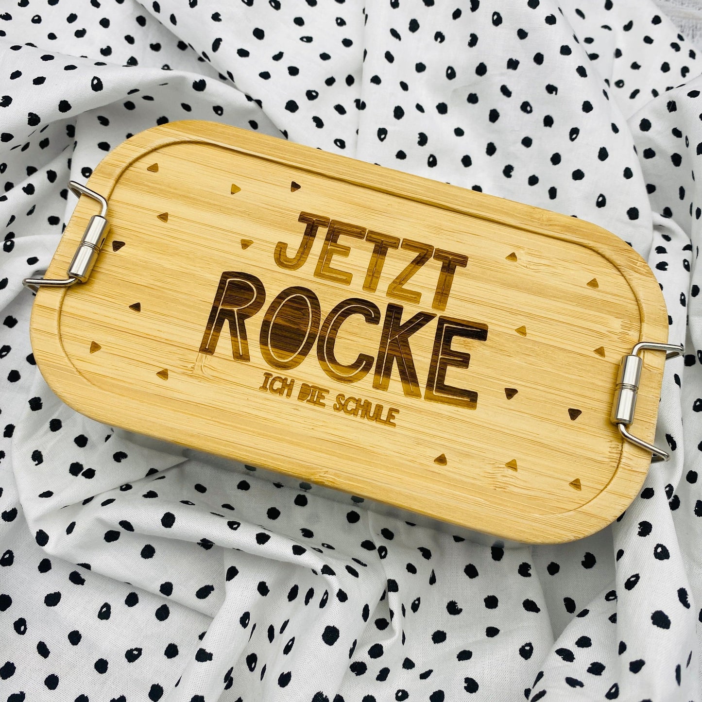 Brotdose aus Edelstahl mit Holzdeckel | personalisiertes Geschenk mit Namen für die Einschulung | Brotbox zum Geburtstag